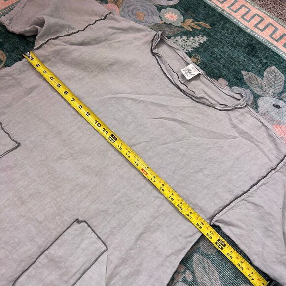 Match Point Blouse Womens Small Gray Oversized Boho Linen Pullover Tunic Top - Picture 9 of 11